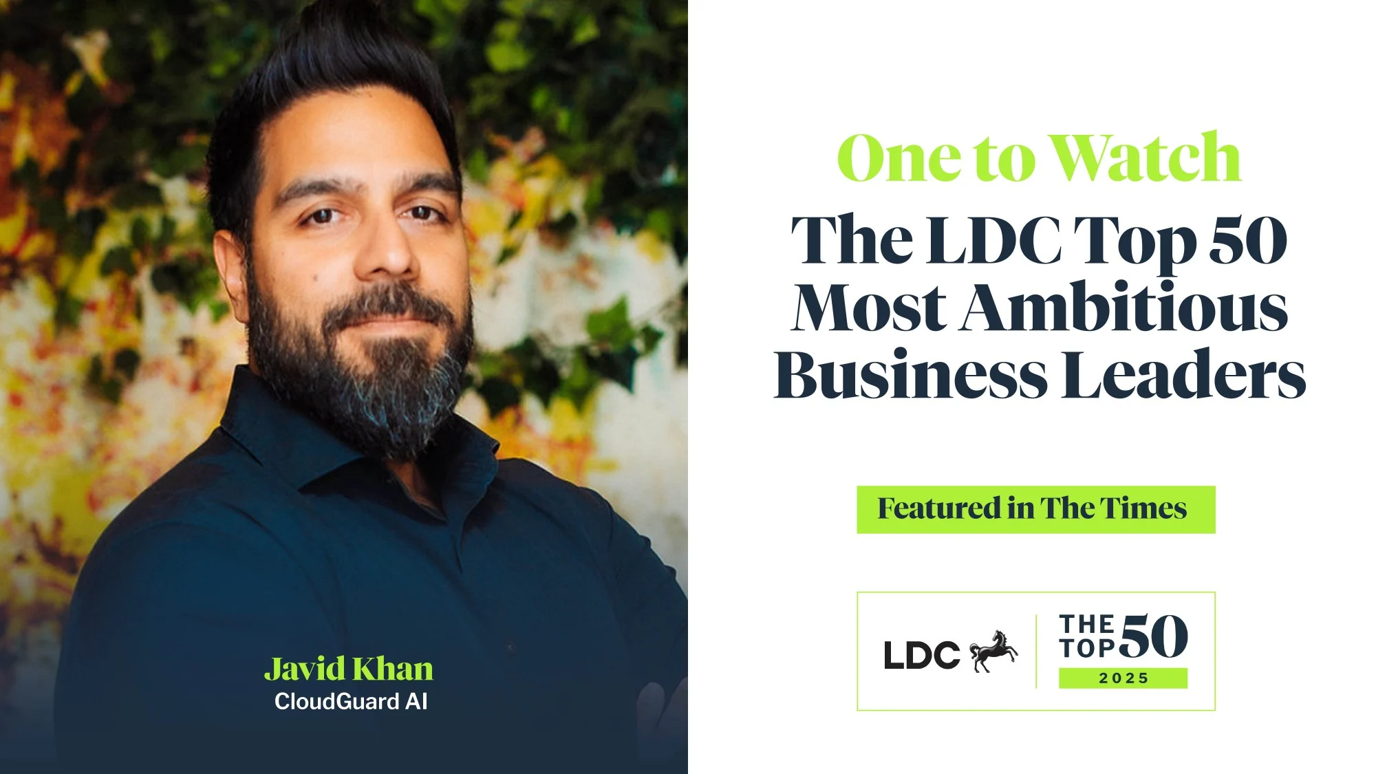 Javid Khan, One to Watch, The LDC Top 50 Most Ambitious Business Leaders 2025, featured in The Times